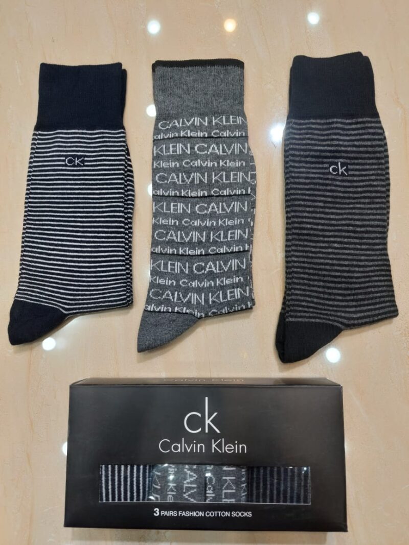 Calvin Klein original Full Leg Crew Length Cotton Lycra Socks (Premium Quality) 3 Pair Box Packed